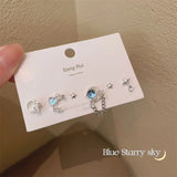 DAIIIBABYYY  -  Sweet Shining Y2K White Pink Heart Shape Stud Earrings Women Girl Korean Fashion Rhinestone Earring Jewelry Accessories