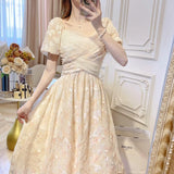 DAIIIBABYYY  -  Summer New Calf Length Skirts Palace French Princess Style Romantic Elegant High End Unique Design Leaf First Love Fairy Dresses
