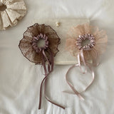 Daiiibabyyy  1PC Sweet Lace Polka Dot Tulle Scrunchie, Satin Bow Ribbon Hair Band, Elegant Fairy Hair Accessory For Women Casual Daily Party