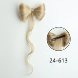 Daiiibabyyy  Synthetic Clamp Type Bowknot Hair Bun Black Brown Clamp Type Ponytail Hair Extensions Elegant And Natural Hair Accessories