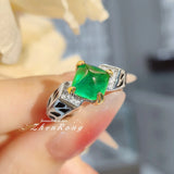 Daiiibabyyy  Retro Luxury Designer Jewelry Leopard Design Silver Color Rings Inlaid Sugar Tower Green Cubic Zirconia Ring For Women