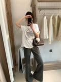 DAIIIBABYYY  -  Casual Style Hand Sewn Shell T-shirt Women's Summer Loose O-neck Short-sleeved T-shirt Fashion Female Clothes