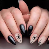 Daiiibabyyy  24Pcs Purple Bat French with Design Fake Nails Mid-length Almond Press on False Nails Halloween Detachable Full Cover Nails Tips