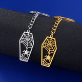 DAIIIBABYYY  -  Goth Halloween Charm Car Keychain Gothic Bat Ghost Spider Web Skull Stainless Steel Key Ring Holder Gift for Men Women