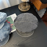 DAIIIBABYYY  -  New Flat top Washed Denim Jean Cowboy Hat Women Painter's Hat Minimalist Newsboy Hat Outdoor Casual Literary Hat  Caps Female