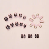 Daiiibabyyy  24pcs New Short Ballerina False Nails Metallic Irregular Flowers French Nail Tips Detachable Full Cover Fake Nails Women Girls