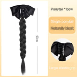 Daiiibabyyy  Synthetic Claw Clip Braided Ponytail Wig Bow Low Ponytail Braided Hair Accessories  Fake Braids Ponytail Hair Extension