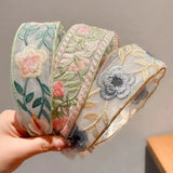 Daiiibabyyy  1/3pcs Elegant Chiffon Embroidery Flower Hairband – Sweet Floral Headband Turban Hoop for Women Fashion Hair Accessories