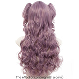 Daiiibabyyy  Synthetic Purple Wig for Cosplay Curly Wavy Hair Wig with Hair Bangs 26inch Long Roman Roll Wig for Women Daily Party Use