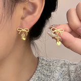 Daiiibabyyy  Bow Sequins Dangle Earrings for Women Girl Exquisite Tassel Stud Earrings Simple Vintage Sweet Cute Versatile Jewelry Gift 2025