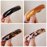 Daiiibabyyy  Fashion Elliptical Leopard Print Hair Clip PVC Arc Spring Clip Grab Clip Headwear Large Hairpin Girl