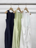 DAIIIBABYYY  -  2025 Korean Pleated Lace Up Vest Dress Women Summer New Style French Design Loose Sleeveless Long Vestidos
