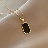 Daiiibabyyy Fashion Minimalist Black Rectangular Pendant Necklace Brand Design Clavicle Chain Choker Neckalce Jewelry Gift