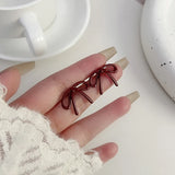 Daiiibabyyy  Ankela Red Bow Stud Earrings Autumn/Winter Retro Sweet Fashion Earrings Accessories for Girls Bride Earring Jewelry