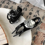 Daiiibabyyy  Ink Wash Camellia Hair Claws Elegant Lady Barrettes Hair Claw Clips for Women Female Hair Styling Accessories Headdress Headwear
