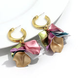 Daiiibabyyy  New Trend Acrylic Large Pearl-luster Petal Flower Drop Earrings for Women Personal Exaggerate Earrings Trend Jewelry