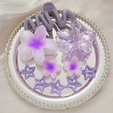 DAIIIBABYYY  -  10pcs multi-color hollow star BB clip, frangipani, wave grab clip combination set, washing tray hair shark clip hair ornament