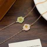 Daiiibabyyy  Sweet Metal Flower Bracelets for Women Girls Simple Gold Color Chain Petal Adjustable Bracelets Friend Jewelry Gifts