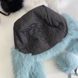 Daiiibabyyy  Plush Pom Pom Laced Up Bomber Hats Women Winter Warm Imitation Mink Ear Pilot Hat Cute Tail Hanging Ball Tether Snow Ski Beanies
