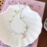 Daiiibabyyy Kpop Cute Bohemian Star Pentagram Pendant Colorful Beaded Choker Necklace For Women Sweet Party Beach Aesthetic Y2K New Jewelry