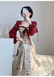 DAIIIBABYYY  -  Spring Summer Patchwork Floral Dresses Ladies Chinese Style 2025 New Temperament Chiffon Puff Sleeve Long Dress Women Clothing