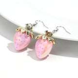 Daiiibabyyy  Boho Acrylic Colorful Transparent Strawberry Dangle Earrings for Women Fashion Resin Shiny Fruit Pendant Earring Lovely Jewelry