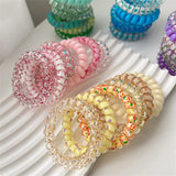 DAIIIBABYYY  -  6pcs Sweet Cute Colorful Spiral Hair Ties Resin Jelly Coil Hair Rings Elastic Women Girls Ponytail Holders Hair Accessories