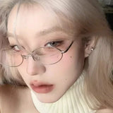 DAIIIBABYYY  -  Y2K Metal Oval Shades Glasses for Women Men Fashion Sunglasses 2024 Unisex Eyeglasses Frames Uv400 Fashion Eyewear Glasses
