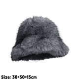 Daiiibabyyy  Winter Faux Fox Fur Bucket Hat Thickened Plus Size Fisherman Hat High Quality Cold-proof Warm Female Ear Protection Women Caps