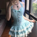 Daiiibabyyy  Gentle Lovely Peter Pan Halter Dresses Ballet Ball Gown Cake Trendy Hot Sell Vestidos Slim Waist Preppy Style Hot Robe