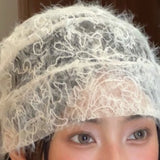 Daiiibabyyy  Retro French Bridal Lace Hat, Super Immortal, Elegant, Niche, Dreamy Atmosphere, Hollow Top Hat, Exquisite Wedding Decoration