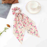 Daiiibabyyy  Fashion Dots Scrunchies Long Hair Rope Korean Hair Ties for Women Ponytail Scarf Sweet Elastic Hair Band Hair Accessories