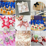 Daiiibabyyy 50-200Pcs Satin Ribbon Bows Small Ribbon Knot Bow Flower Crafts Decoration Handwork DIY Party Wedding Birthday Bows Ties Decor
