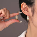 Daiiibabyyy  Rhinestone U-shaped Wheat-ear Geometric Ear Buckle Temperament All-matching Hoop Earrings Commuter Charms Jewelry