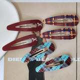 DAIIIBABYYY  -  6pc Retro European and American Plaid Red BB Hairpin Hair Side Clips for Women Girls Gift Hair Accessories Headwear Ornament