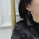 Daiiibabyyy  Punk Two Tone Hollow Geometric Irregular Metal Style Delicate Hollow Earrings Suitable Women's Y2K Jewelry Party Girls Gifts ﻿
