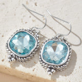Daiiibabyyy  1 Pair of Elegant Retro Earrings Set with Blue Synthetic Zirconia, Suitable for Daily and Party Wear, Versatile Throughout