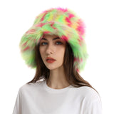 Daiiibabyyy  New autumn and winter plush imitation fox fur basin hat ski hat fisherman hat warm fur furry imitation fur women's hat
