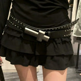 Daiiibabyyy  Unisex Punk Rock Studded Belt Gothic Metal Cross Rivet Waist Belts Vintage Hip Hop Style Belt for Women Men Fashion Waist Band