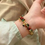 Daiiibabyyy  Star Bead Imitation Glass Bracelet for Girls' Christmas, Colorful and Trendy Atmosphere, High-End and Versatile Bracelet Gifts