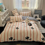 DAIIIBABYYY  -  Instagram Cartoon Cute Pure Cotton Four Piece Set, All Cotton Bed, Nantong Home Textile Quilt Cover, Student Three Piece Set,
