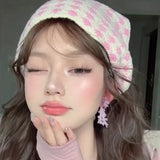 Daiiibabyyy  Women's Triangular Headscarf French Country-style Lace Summer Silk Scarf Sweet Girls Funny Fashion Pink Color Simple Hair Band