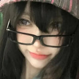 DAIIIBABYYY  -  Vintage Japanese Small Black Square Frame Glasses Y2K Sweet Cool Spicy Girl Anti Blue Light Cosplay Photography Eyeglasses