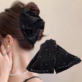 DAIIIBABYYY  -  Elegant Large Rhinestones Bow Hair Claw Crab Pearls Hairpins Women Girls Sweet Hair Ornament Hair Clips Fashion Hair Accessories