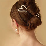 Daiiibabyyy  Metal Pearl Hairpins Metal U-Shaped Hair Clip Pins Vintage Long Thick French Pins Hair Sticks For Women Gifts
