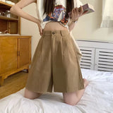 Daiiibabyyy  High Quality Cotton Casual Shorts Women Korean Wide Leg Straight Short Pans Women Summer Black  All Match Streetwear Bottoms New