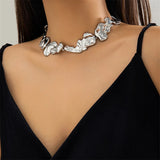 Daiiibabyyy 1Pc/Pair Unique Creative Exaggerated Irregular Metal Necklace Earrings Bracelet For Women Girls Fashion Trendy Punk Jewelry Gift