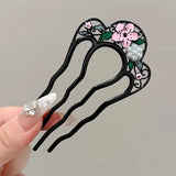 Daiiibabyyy  Pearl Flower U-Shaped Hair Combs for Women Elegant Style Metal Hair Forks Pearl Hairpin Clip Pins Hair Styling Tools Gifts