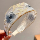 Daiiibabyyy  1/3pcs Elegant Chiffon Embroidery Flower Hairband – Sweet Floral Headband Turban Hoop for Women Fashion Hair Accessories