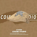 DAIIIBABYYY  -  American Retro Babe Style Berets Y2k Summer Versatile Fashion Leopard Print Sticker Design Sun Protection Forward Hats Woman
